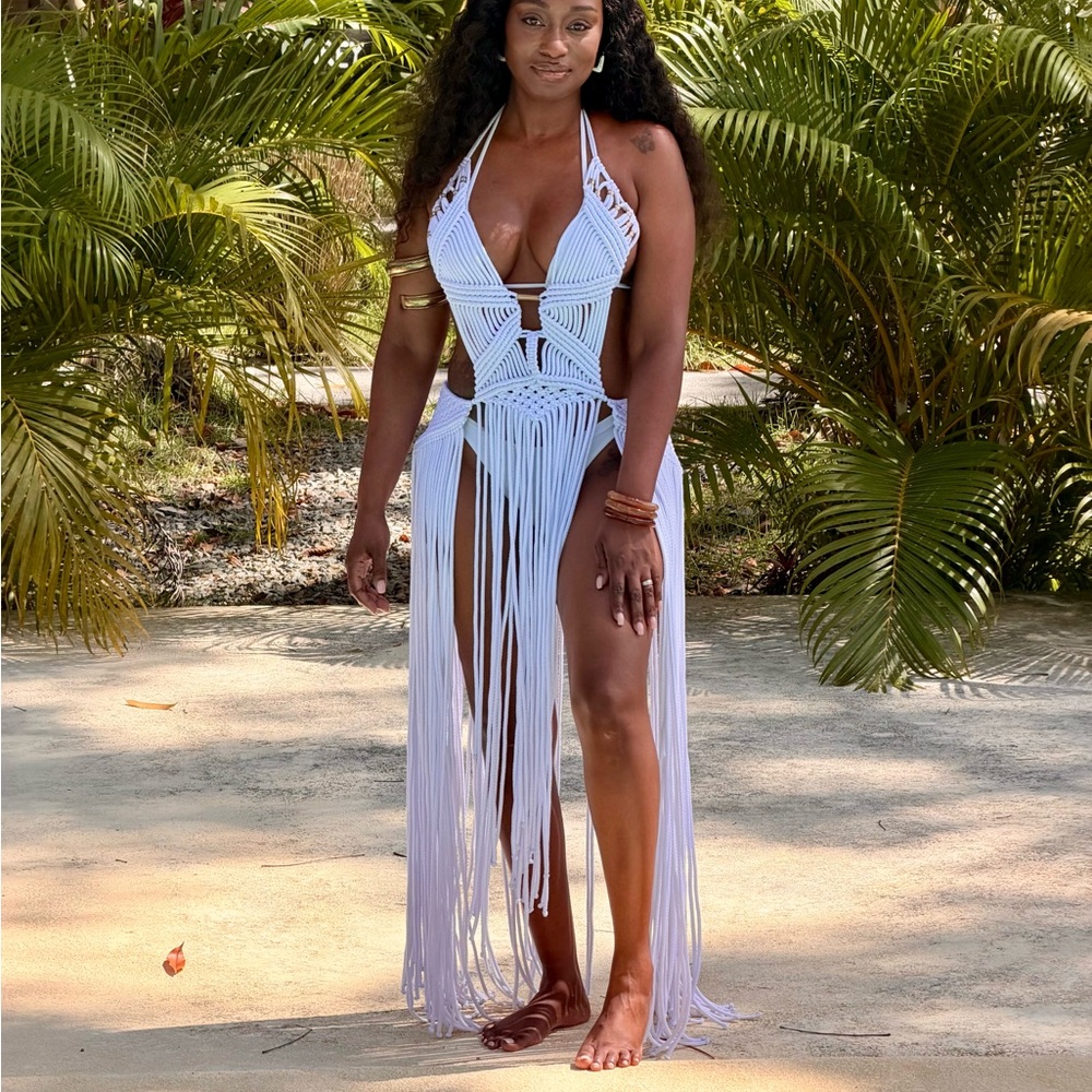 White Fringe Swimsuit Cover-Up